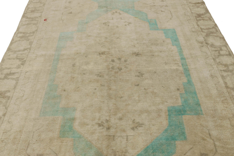 Vintage Turkish Hand-Knotted Rug 5' 7" x 8' 8", 67 in. x 104 in.