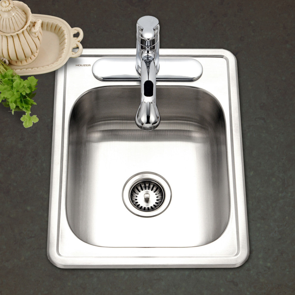Houzer 1722-7BS Hospitality 17" Drop In Single Basin Stainless - Stainless