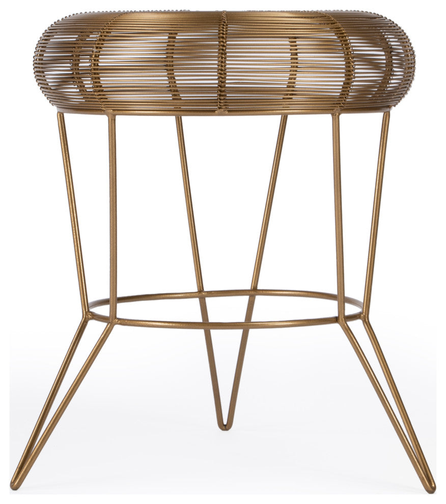 Allen Decorative Wire Accent Table, Antique Gold