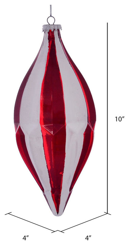Vickerman Mc190325 10" Red White Stripe Shuttle Christmas Ornament, Pack of 2