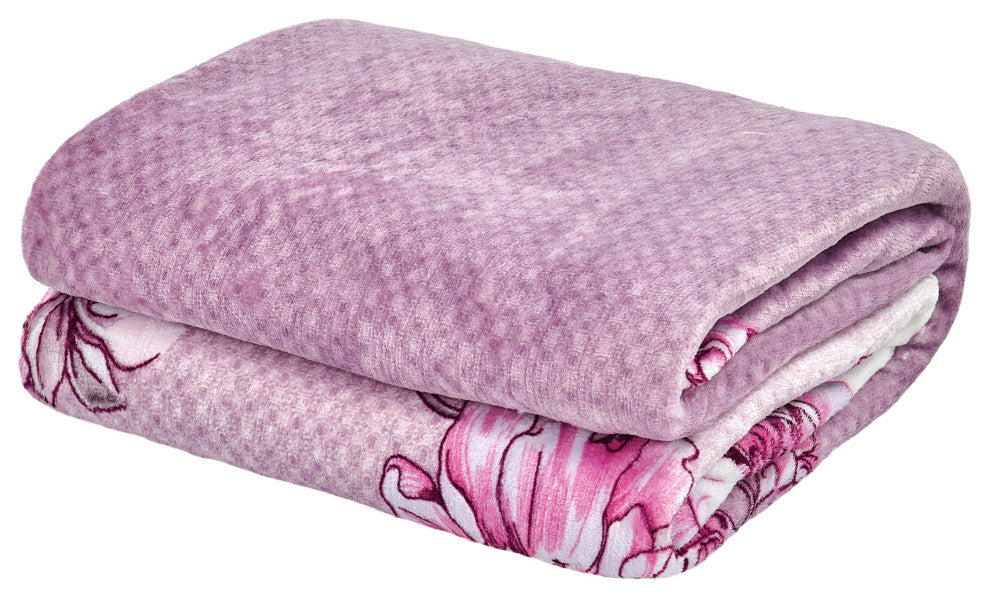 Floral Printed Flannel Throw, Dahlia
