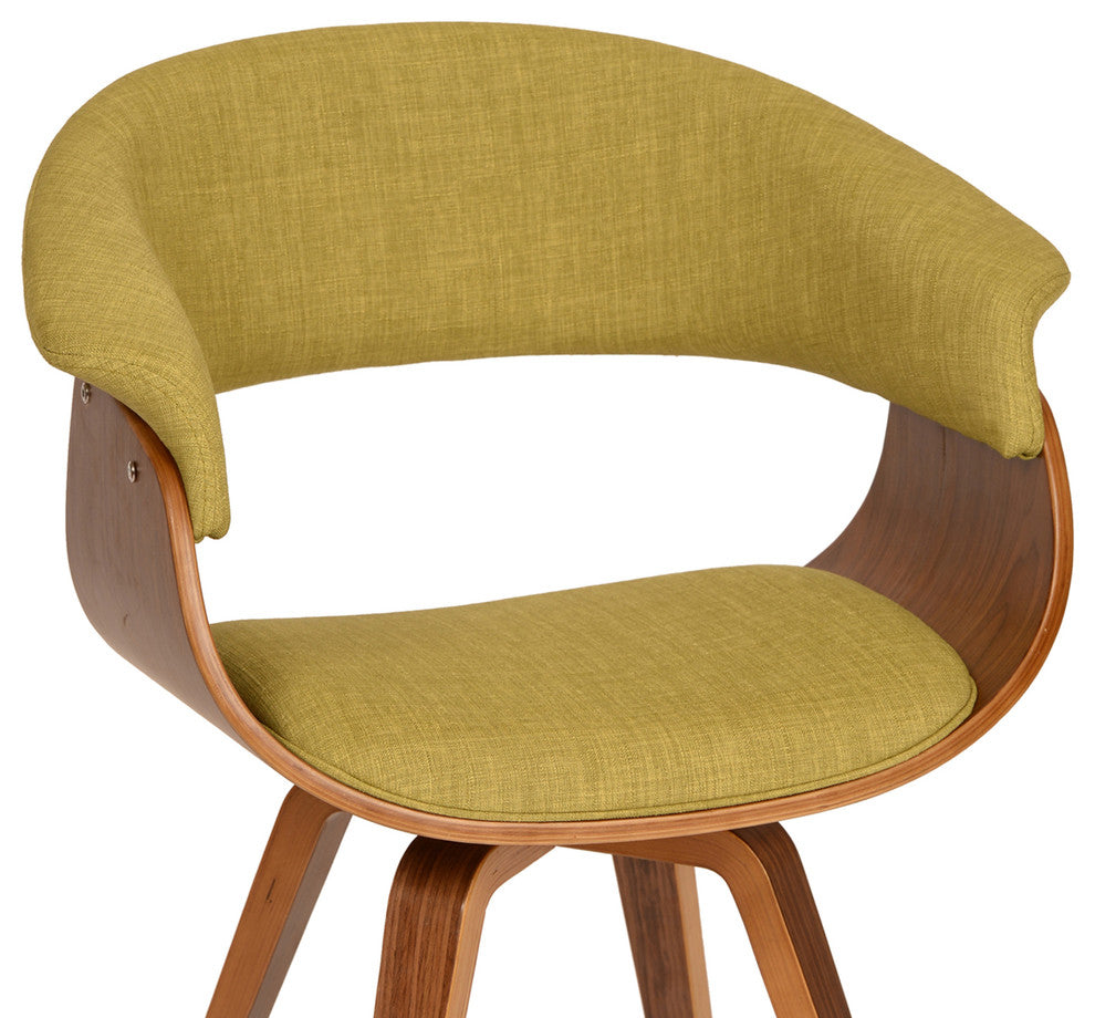 Scout Modern Chair, Green Fabric and Walnut Wood