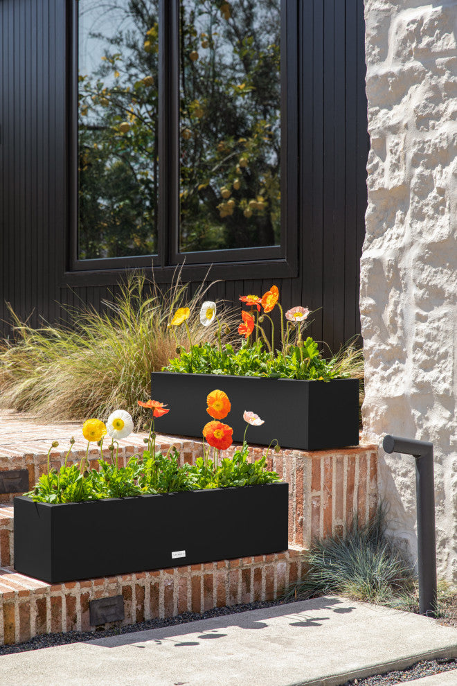 Veradek Block Series Trough 36" Planter, Black