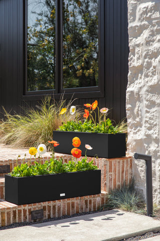 Veradek Block Series Trough 36" Planter, Black