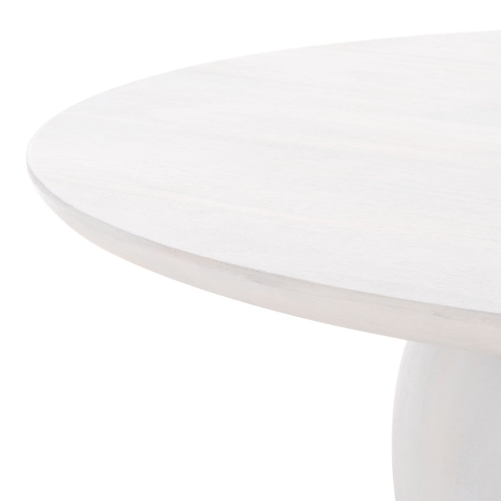 Safavieh Couture Gabribella Round Wood Coffee Table, White Washed
