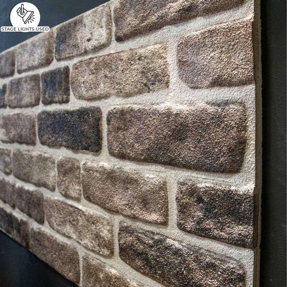 Faux Brick 3D Wall Panels, Gray Black, Sample 10x10"