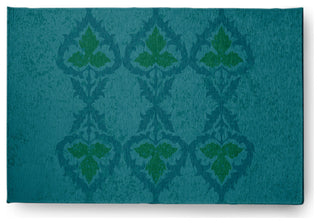 Fancy Leaves Soft Chenille Area Rug, Teal, 4'x6'