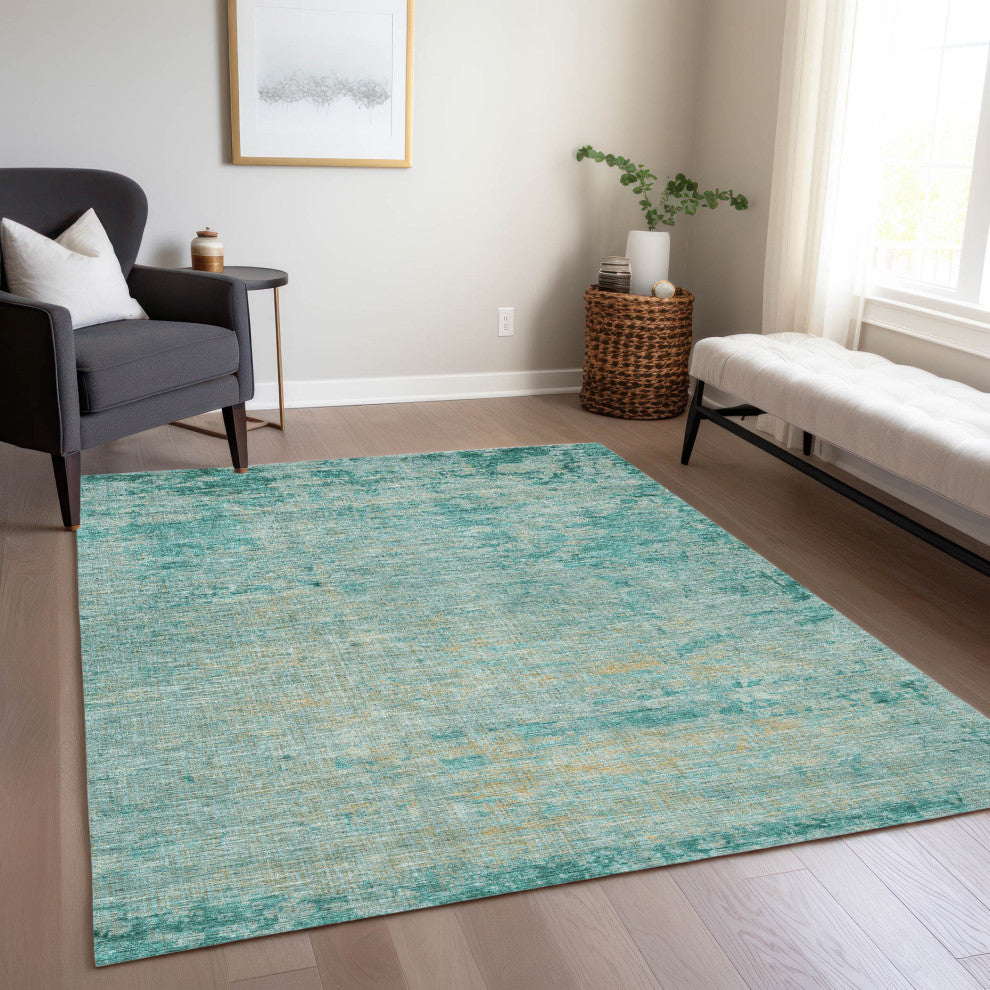 Machine Washable Indoor/Outdoor Chantille ACN1901 Teal 8' x 10' Rug