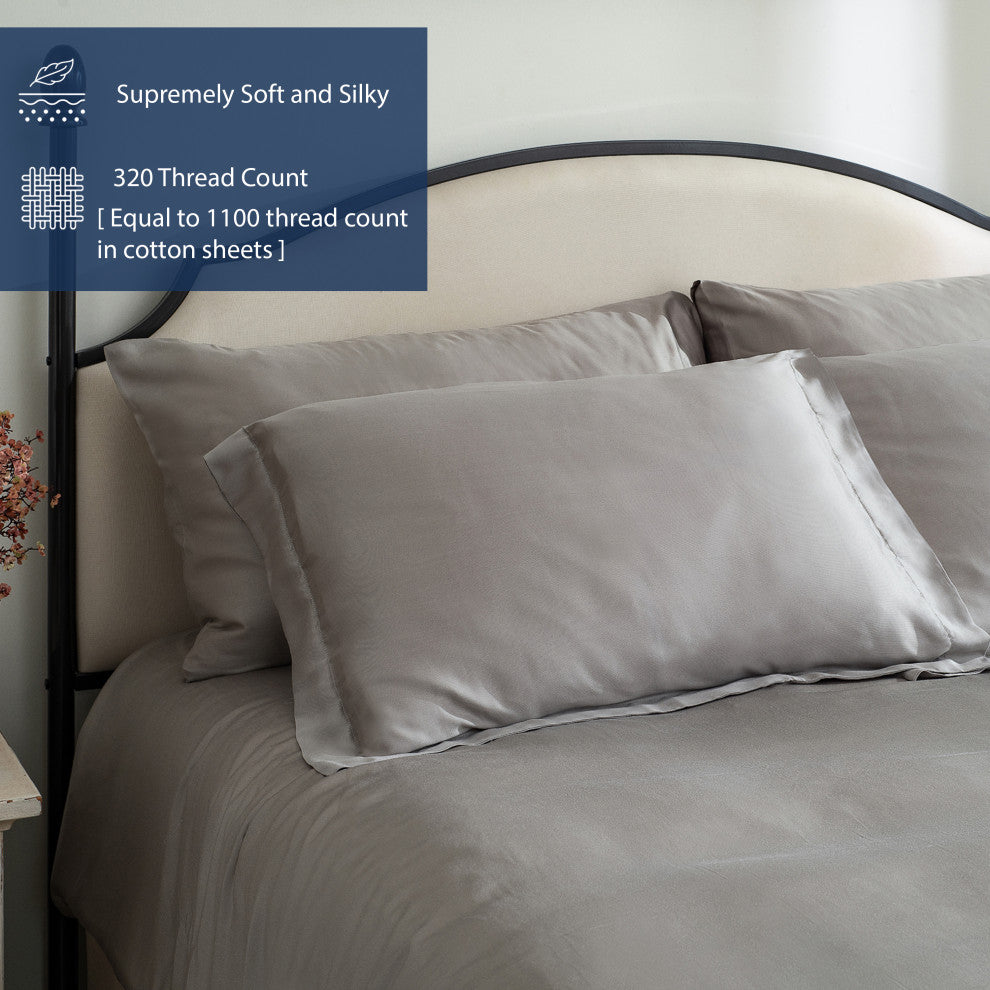 Delara 100% Eucalyptus Lyocell Tencel Sheet Set, Dove, King, 108"x105"