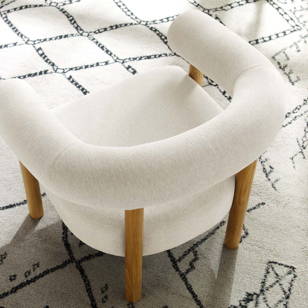 Sable Upholstered Fabric Armchair - Ivory Natural
