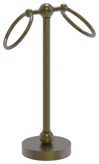 Vanity Top 2 Ring Guest Towel Holder, Antique Brass