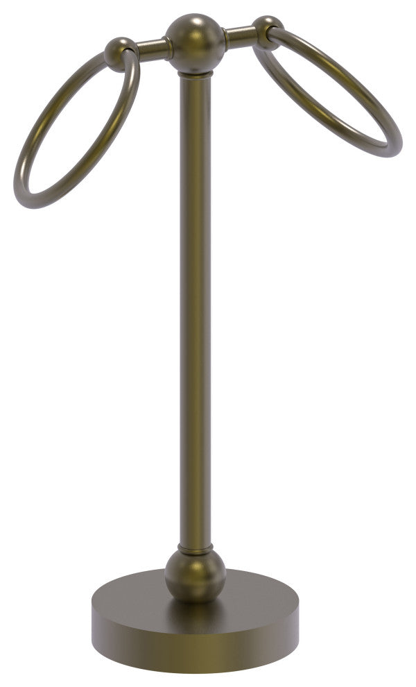 Vanity Top 2 Ring Guest Towel Holder, Antique Brass