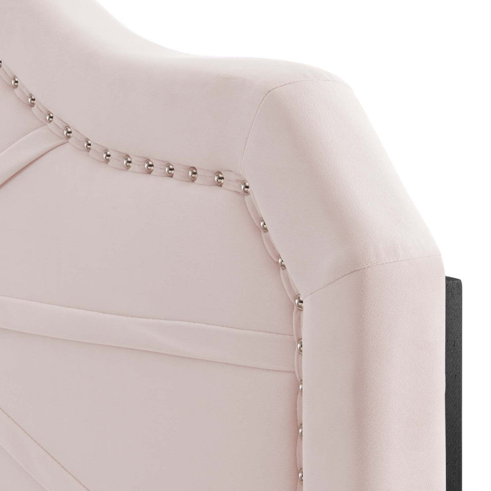 Headboard, Full Queen Size, Velvet, Pink, Modern Contemporary, Bedroom Master