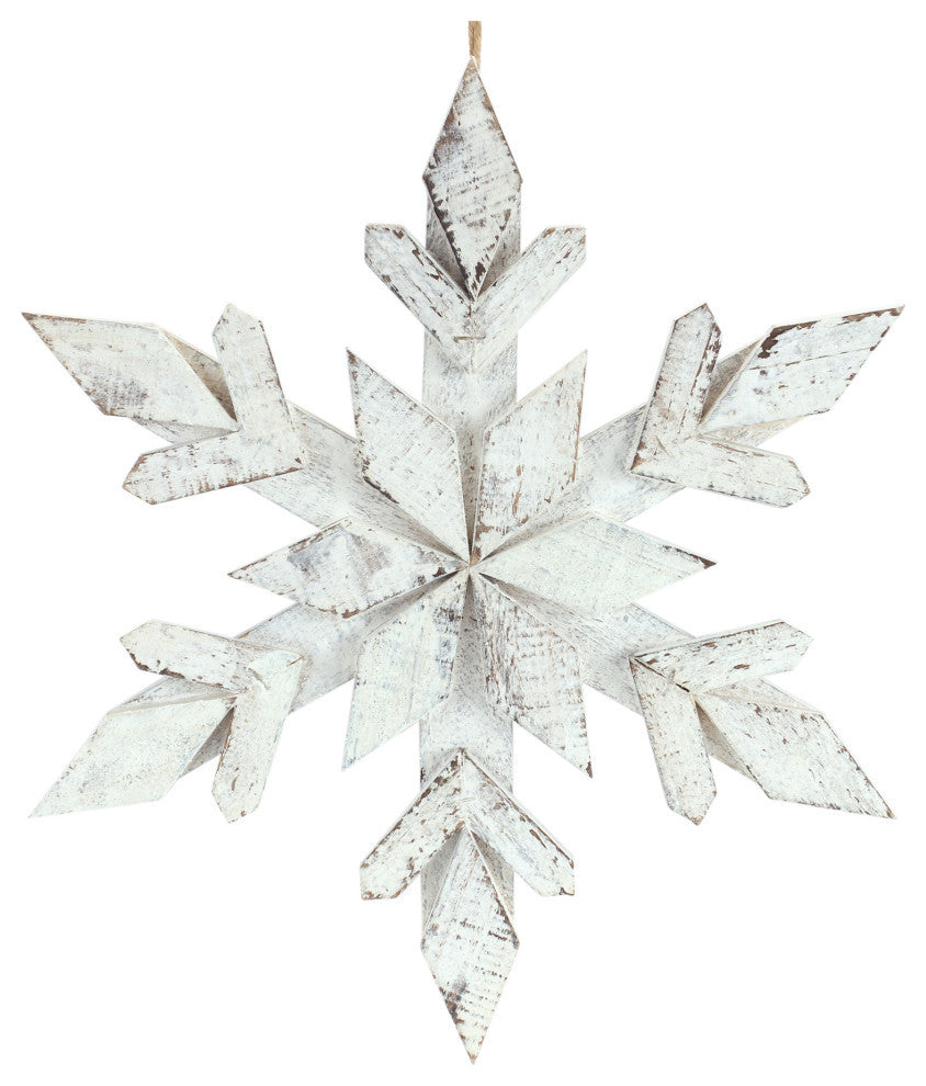 Wood Snowflake Ornament, 6-Piece Set