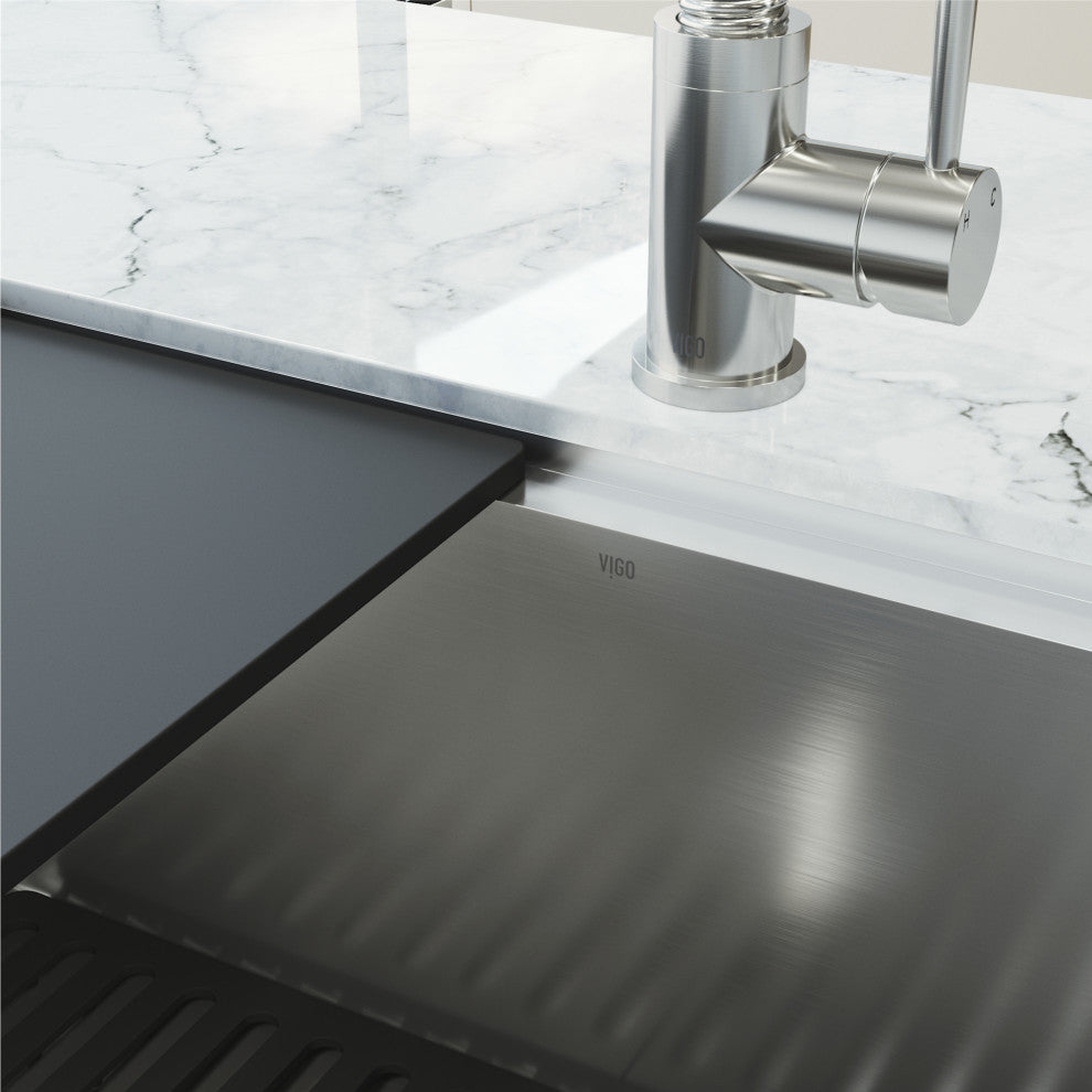 Mercer Single Bowl Stainless Steel Undermount Kitchen Sink with Accessories, 36" L X 20" W, Workstation