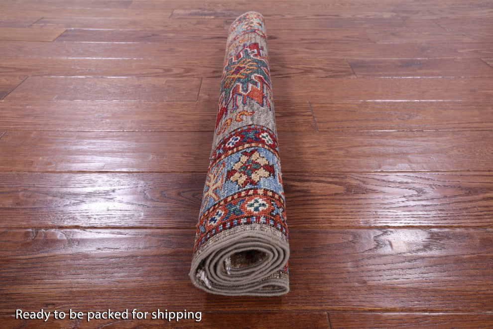 Geometric Super Kazak Handmade Wool Rug 2' 9" X 3' 10" Q10280
