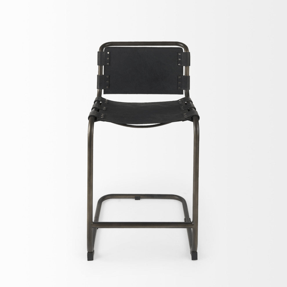29" Black Steel Bar Chair With Footrest