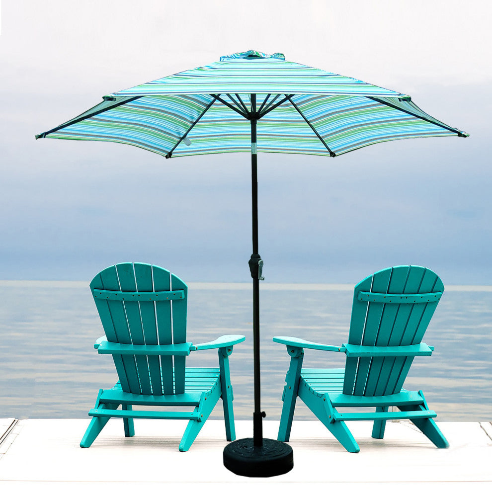 9' Outdoor Patio Steel Market Umbrella With Push Button Tilt and Crank, Green