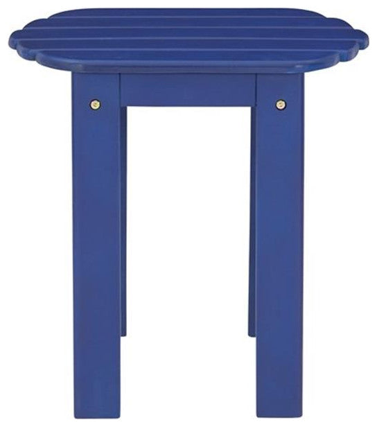 Linon Adirondack Sturdy Solid Acacia Wood Outdoor End Table in Blue Stain
