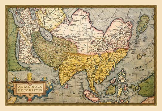 Map of Asia- Fine Art Giclee Print 24" x 36"