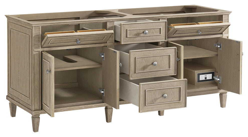 Lorelai 72" Double Vanity, Oak, 3 CM White Zeus Top