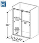 Bypass Sliding Modern Shower Doors, Chrome, 60"w"x76"h