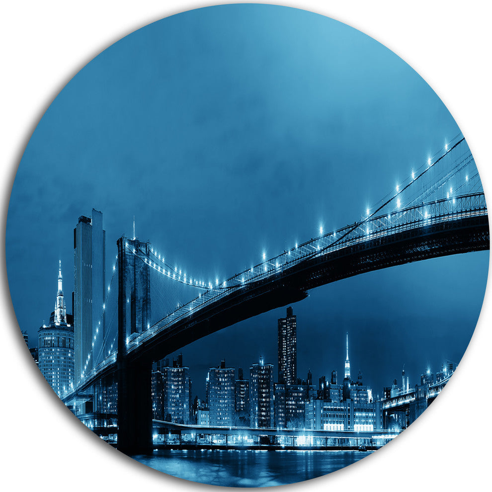 Manhattan Downtown Urban View, Cityscape Round Wall Art, 23"