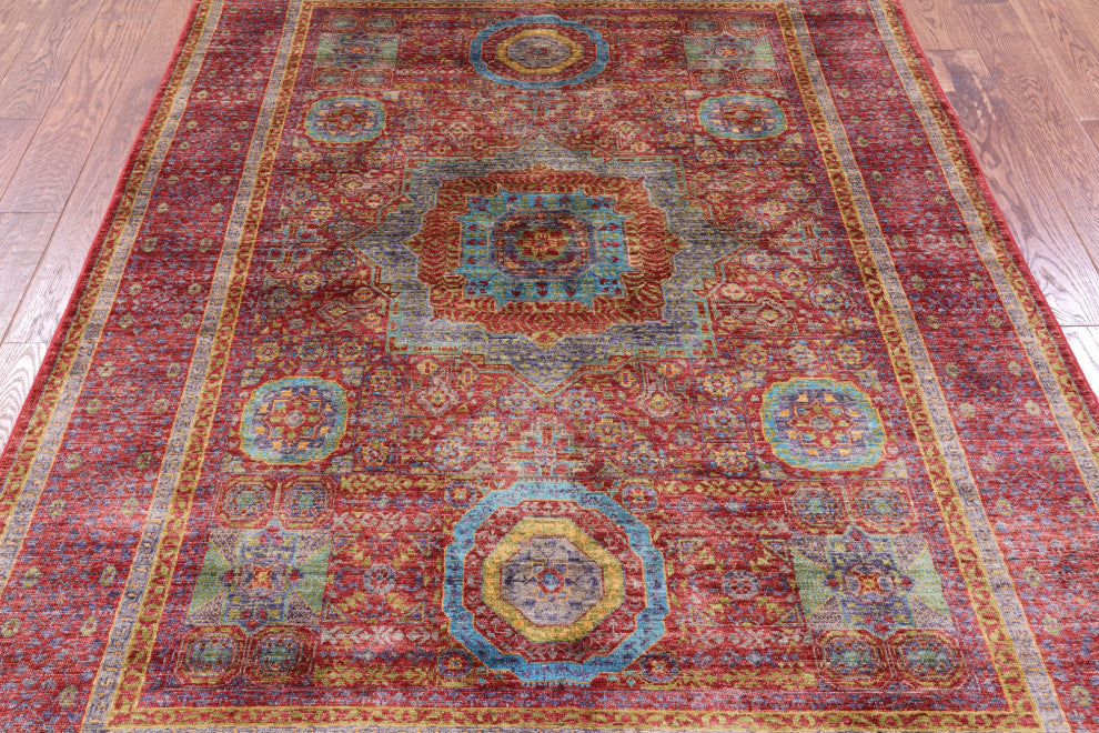 Mamluk Geometric Hand-Knotted Wool Rug 5' 7" X 7' 10" - Q12276