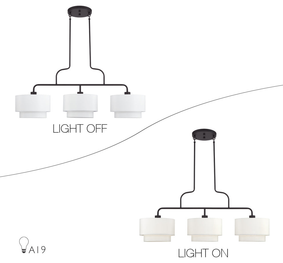 Manorwood 3 Light Bronze Extra Large Linear Chandelier