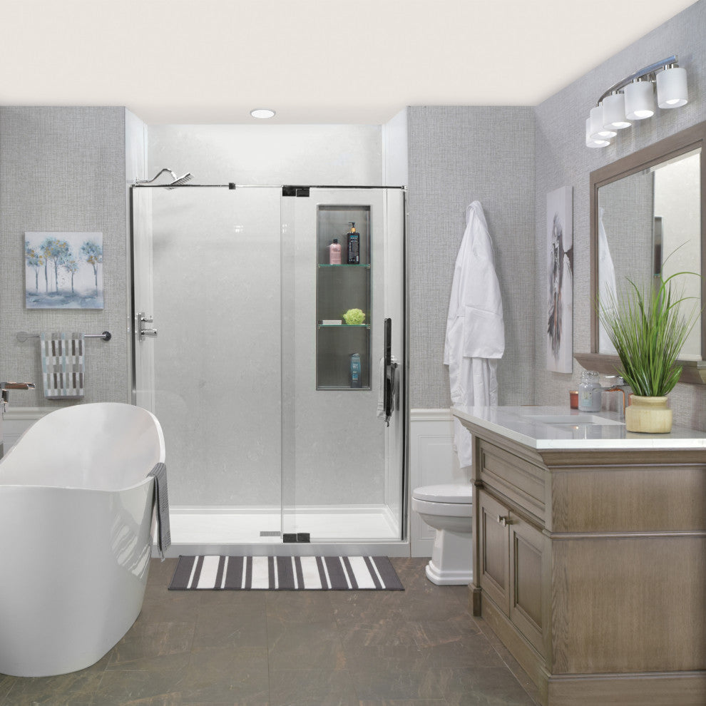 Transolid Irene 48"W x76"H Pivot Shower Door in Polished Chrome with Clear Glass