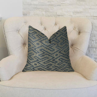 City Lights Blue Handmade Luxury Pillow, 24"x24"