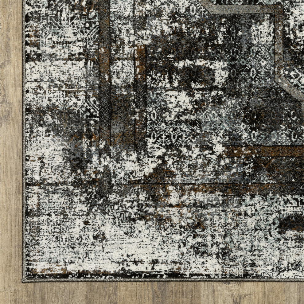 Galion Oriental Distressing Charcoal/Grey Indoor Area Rug, 2'3"x7'6"
