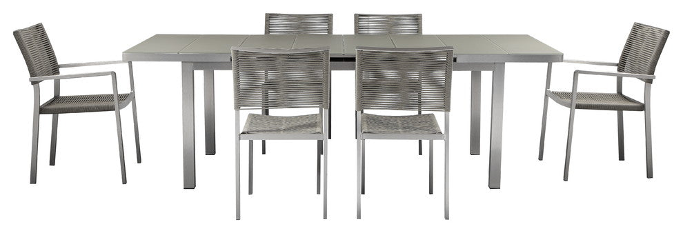 Bella 7-Piece Dining Table With Extension Table, Gray