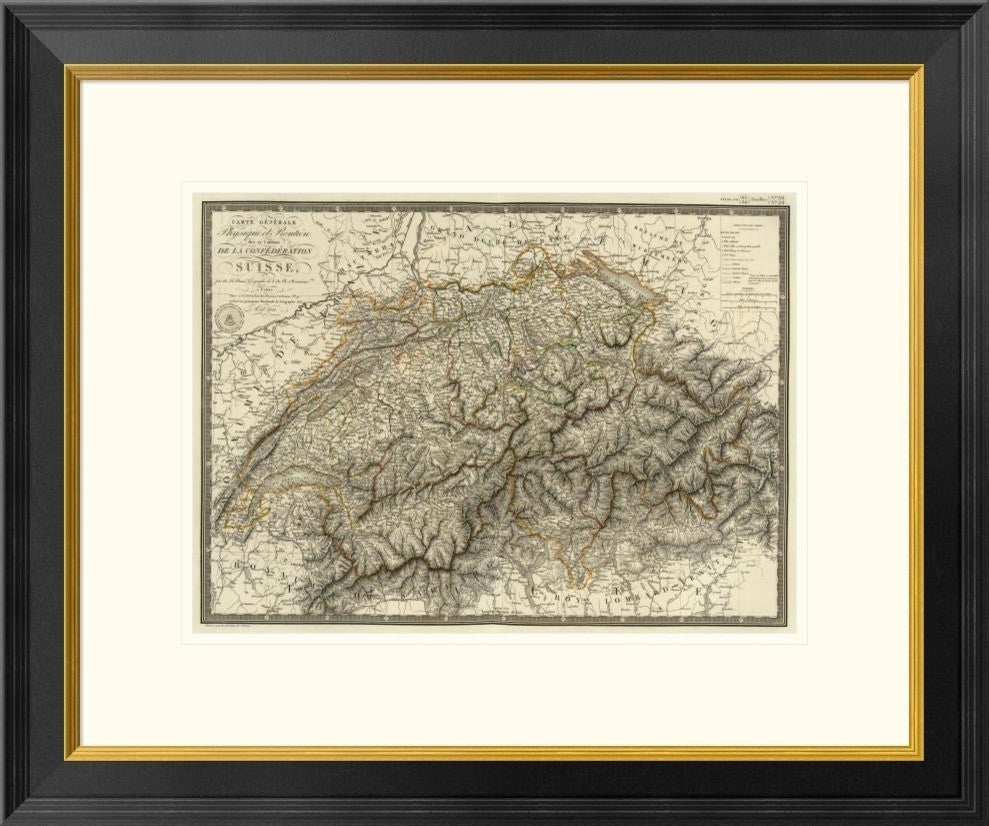"Suisse, 1822" Framed Digital Print by Adrien Hubert Brue, 26"x22"