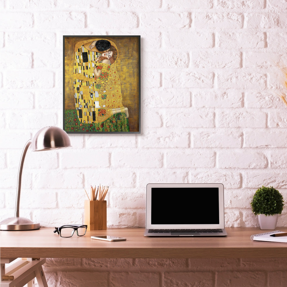 Patterned Gold Green Classic Figure Painting, 24"x30"