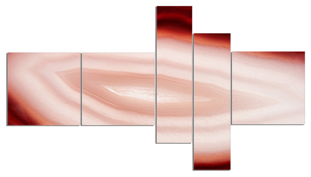 Agate with Chalcedony Geological Crystal, Abstract Canvas Art, 60"x32", 5 panels