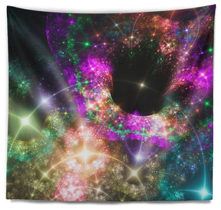 Pink Cosmic Black Hole Abstract Wall Tapestry, 39"x32"