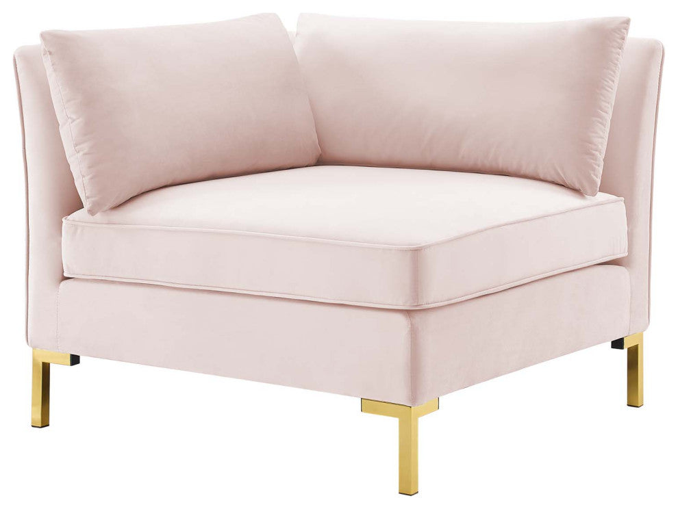 Loveseat Sofa, Velvet, Pink, Modern, Living Lounge Room Hotel Lobby Hospitality