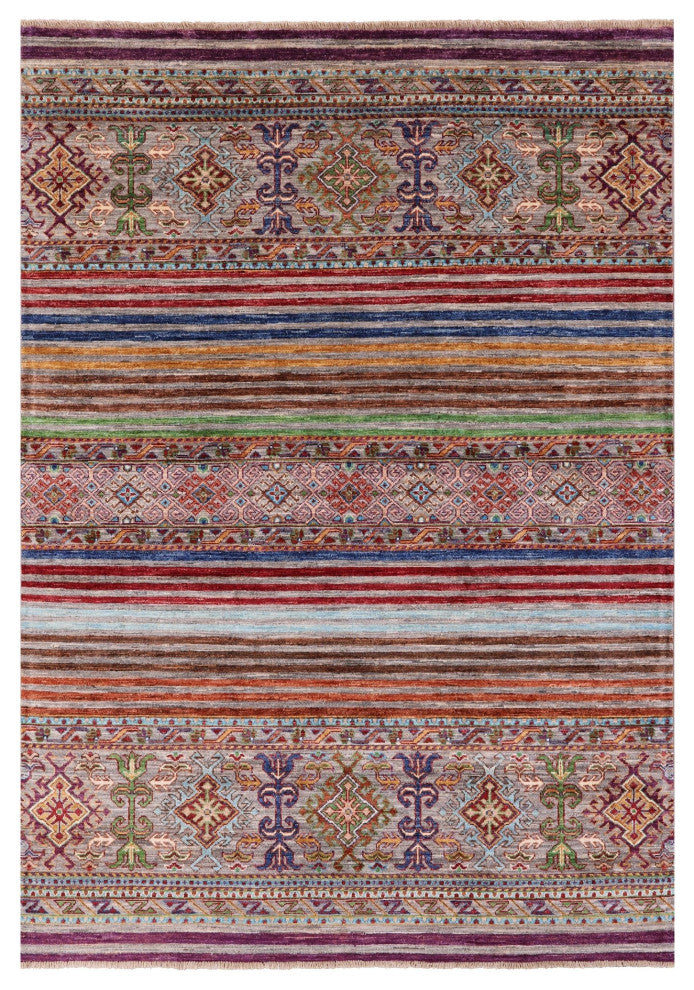 5' 0" X 6' 11" Super Kazak Khorjin Handmade Wool Rug - Q12318