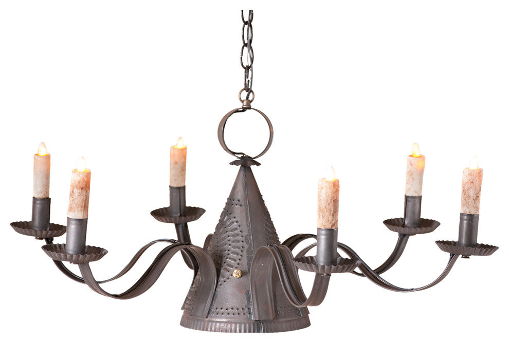 Millhouse Chandelier in Blackened Tin