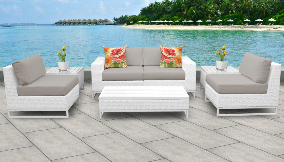 Miami 7 Piece Outdoor Wicker Patio Furniture Set 07e