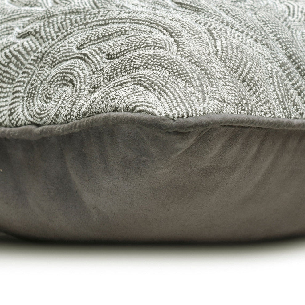 Grey Jacquard Quilted & Damask Pillowcase 24"x24" Throw Pillow Cover - Gryselda