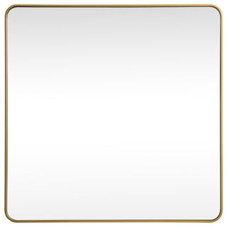 Ellis Soft Corner Metal Square Mirror 48x48 Inch, Brass