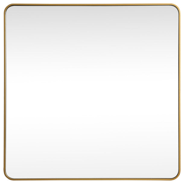 Ellis Soft Corner Metal Square Mirror 48x48 Inch, Brass