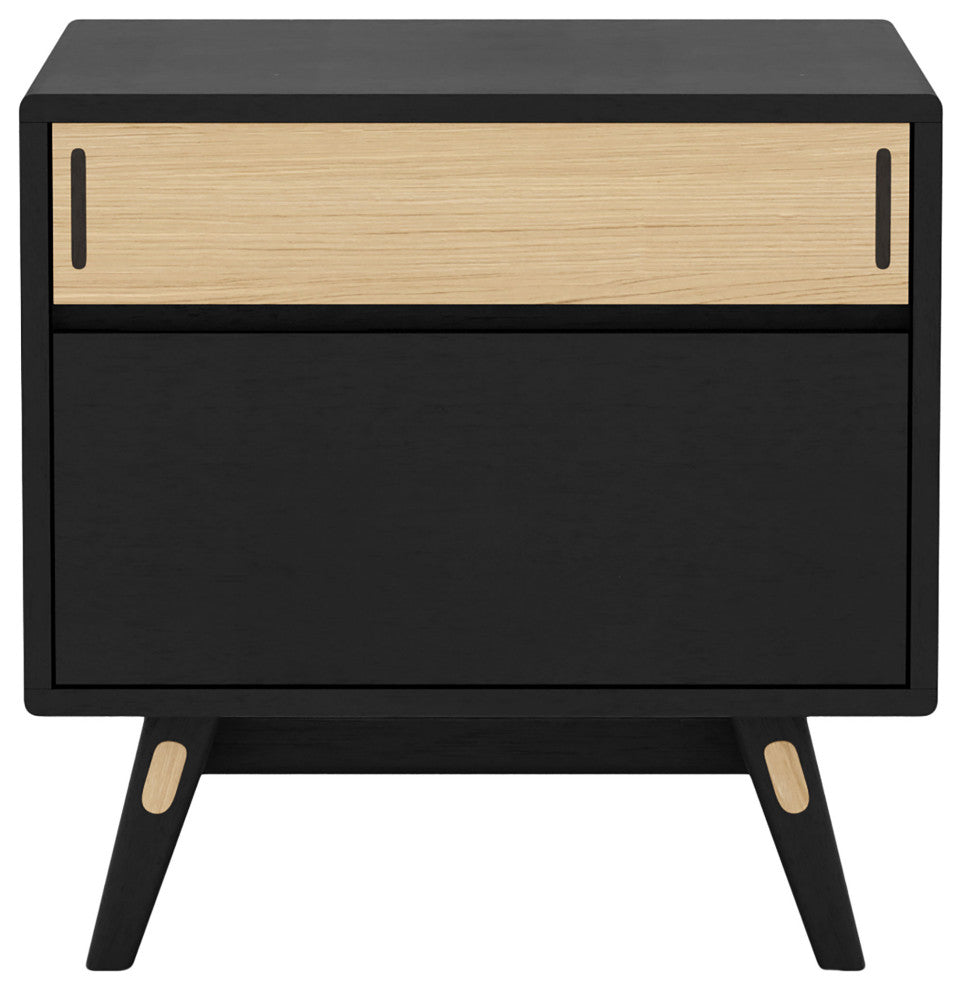 Haru Left Facing Nightstand, Black Oak