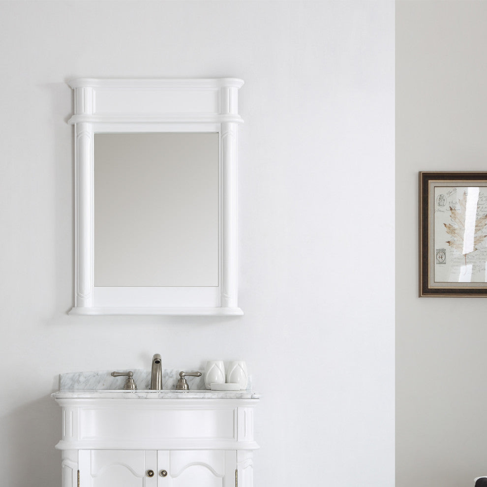 Messina Rectangular Bathroom/Vanity Framed Mirror, White, 30"
