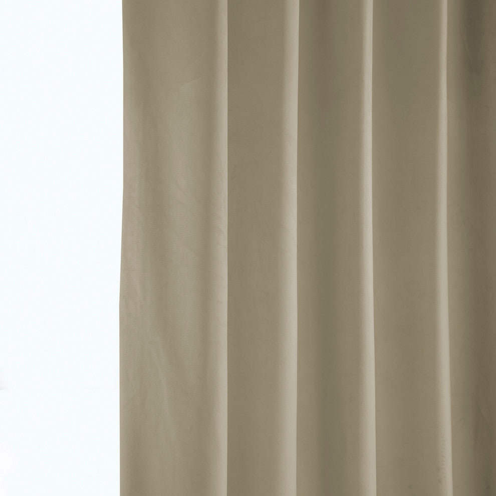 Heritage Plush Velvet Curtain Single Panel, Light Beige, 50"x108"