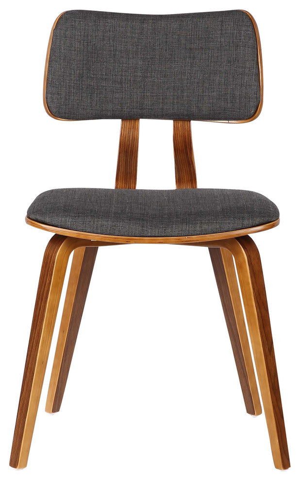 Mick Dining Chair, Walnut Wood and Charcoal Fabric