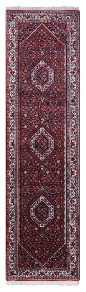2' 9" X 10' 1" Runner Fine Persian Bijar Hand-Knotted Wool and Silk Rug Q6721