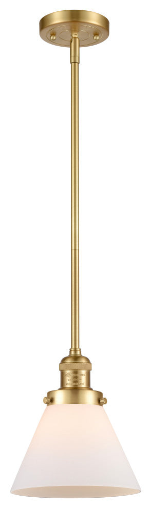 Large Cone 1 Light Mini Pendant, Satin Gold, Matte White